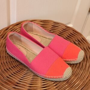 J Crew Espadrille Bright Pink Woven Canvas Shoe Womens 8